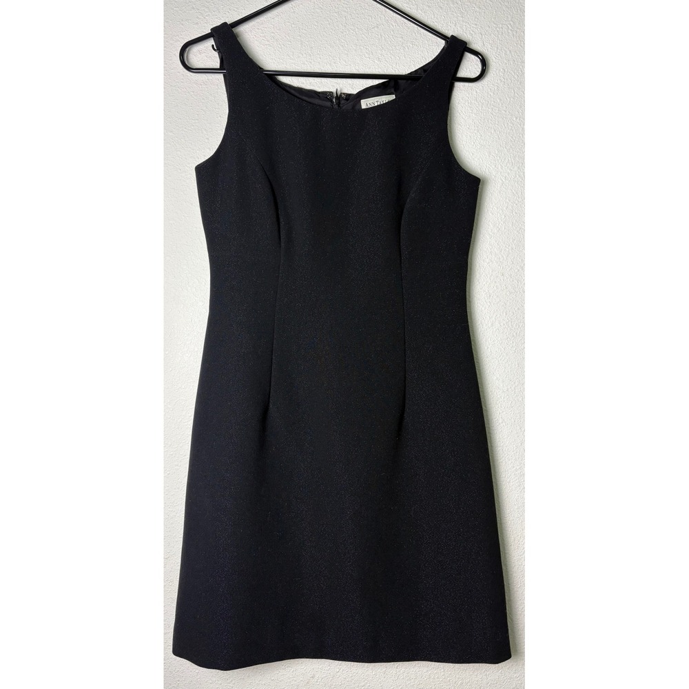 Vintage Ann Taylor Black Mini Shimmer Black Sleeveless Sheath Dress Size 2
